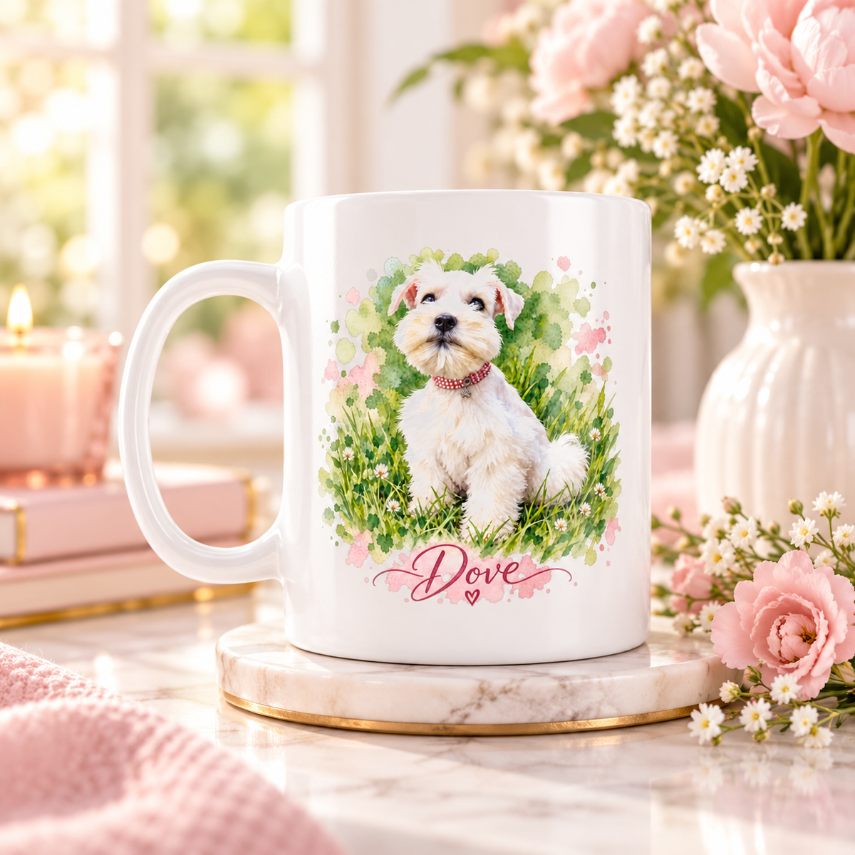 Custom Watercolor Dog Mug From Your Photo - Personalized Pet Portrait
