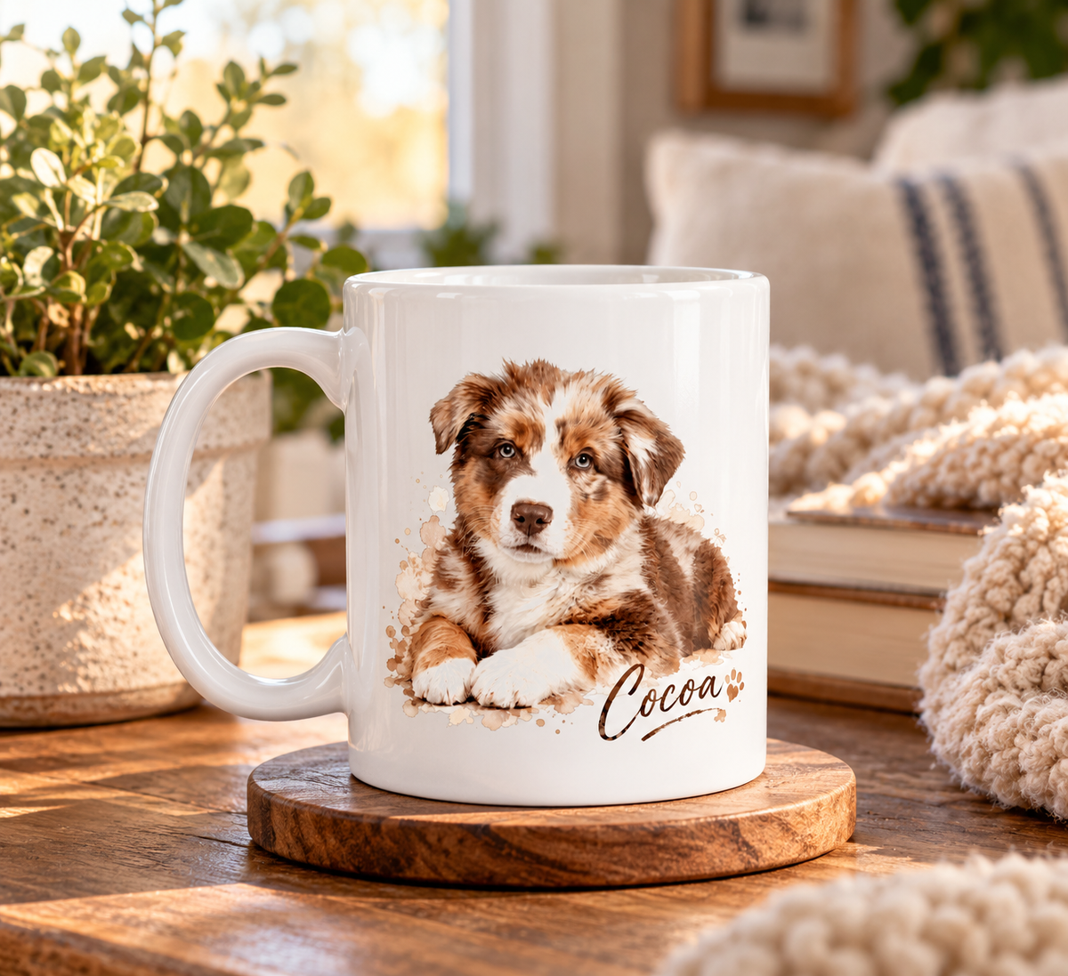Custom Watercolor Dog Mug From Your Photo - Personalized Pet Portrait